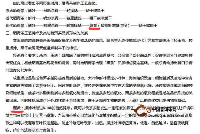 云南普洱茶工艺中的几个名词解说